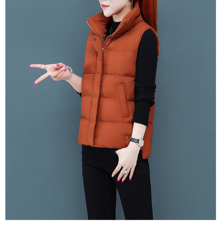 Naujo modelio moteriška žieminė liemenė su polo apykakle ir kišenėmis