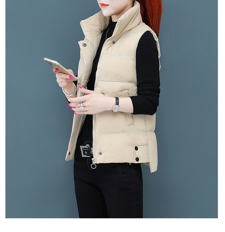 Naujo modelio moteriška žieminė liemenė su polo apykakle ir kišenėmis