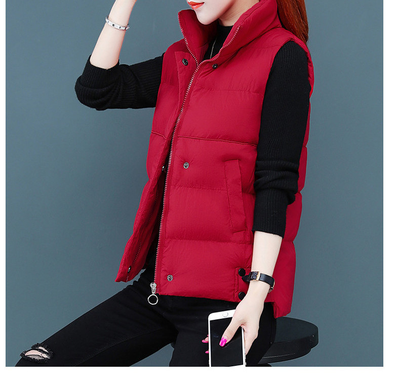 Naujo modelio moteriška žieminė liemenė su polo apykakle ir kišenėmis