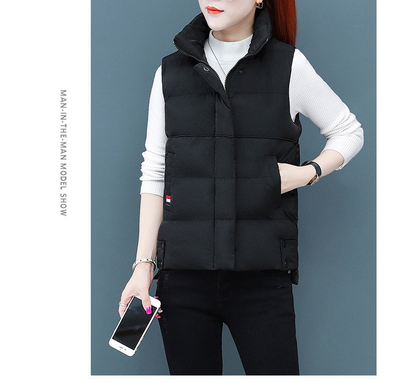 Naujo modelio moteriška žieminė liemenė su polo apykakle ir kišenėmis