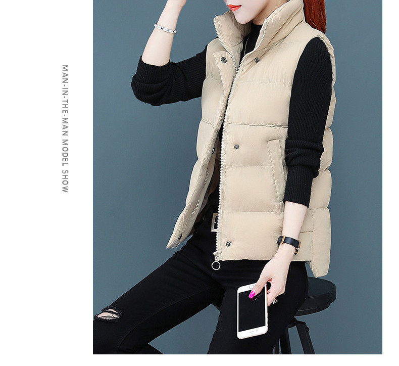 Naujo modelio moteriška žieminė liemenė su polo apykakle ir kišenėmis