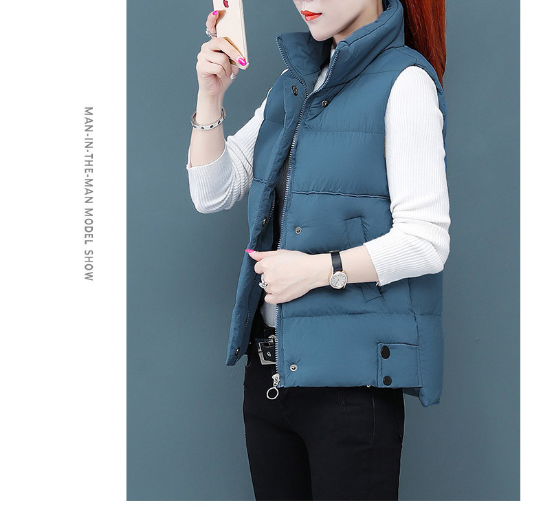 Naujo modelio moteriška žieminė liemenė su polo apykakle ir kišenėmis