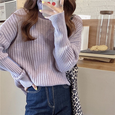 Γυναικείο κομψό μοντέλο πουλόβερ με ψηλό γιακά