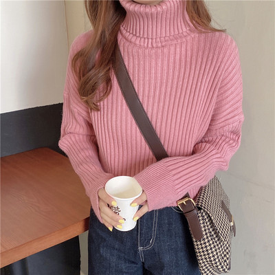 Γυναικείο κομψό μοντέλο πουλόβερ με ψηλό γιακά