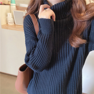 Γυναικείο κομψό μοντέλο πουλόβερ με ψηλό γιακά