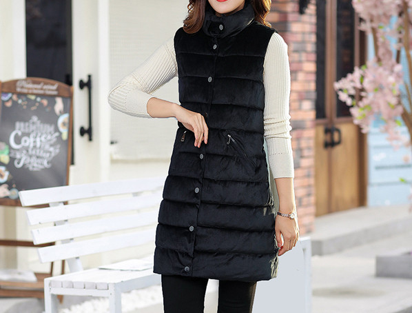 Vabaaja naiste vesti sirge mudel kõrge krae ja nööpidega