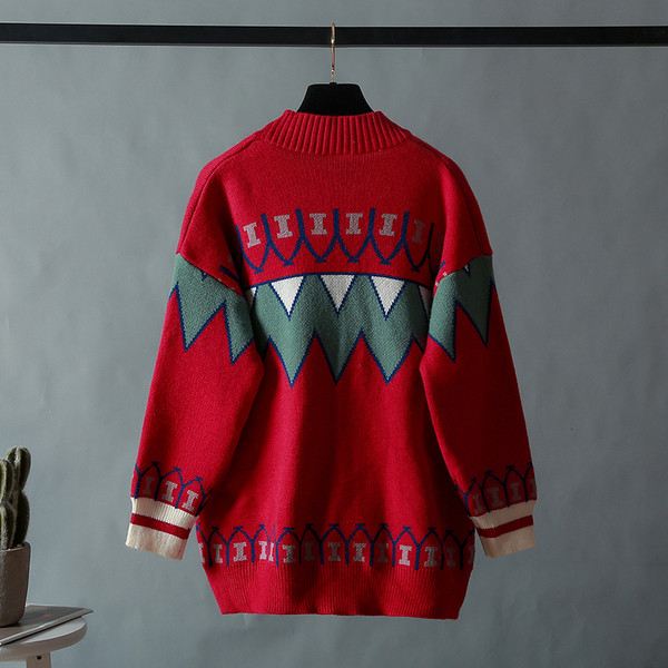 Moodne naiste kardigan lai mustriga mudel