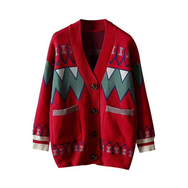 Moodne naiste kardigan lai mustriga mudel