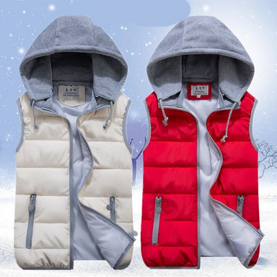 Women`s casual vest with hood and zipper - suitable for winter