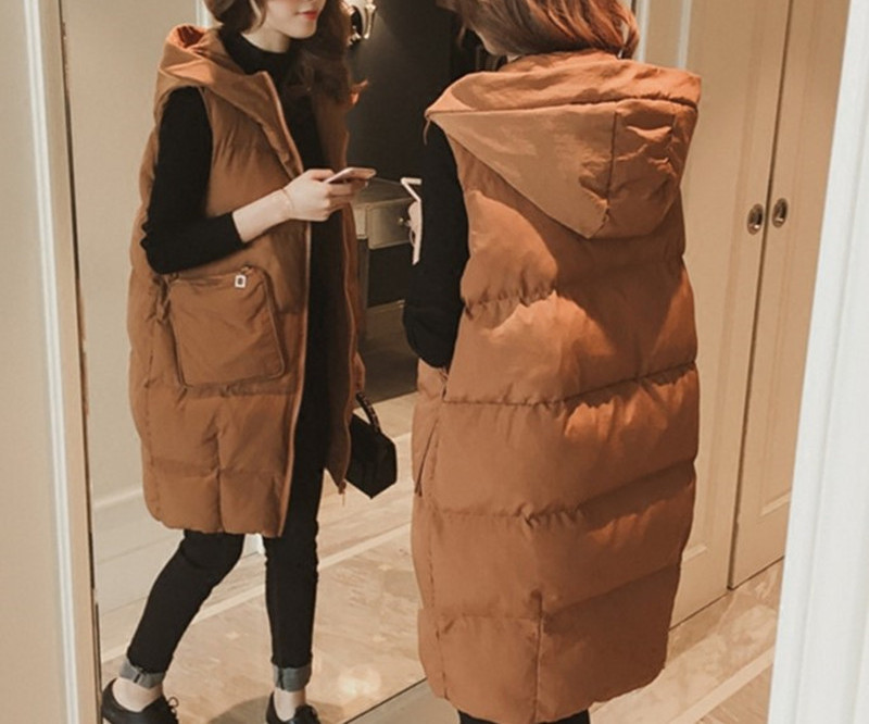 Moodne naiste vest - kapuutsiga pikk mudel