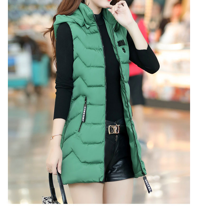 Kapuutsi ja lukuga naiste vest - pikk mudel