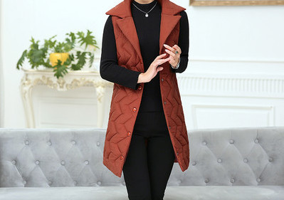 Naiste vabaaja pikk vest klassikalise kraega