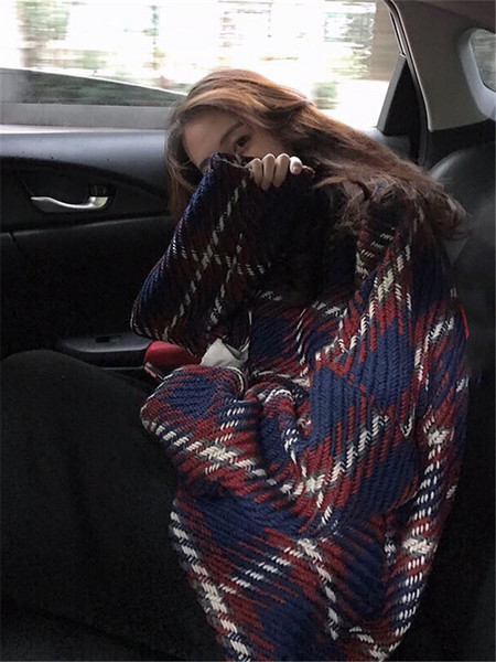 Naiste aktuaalne pikk lai kampsun kõrge kraega