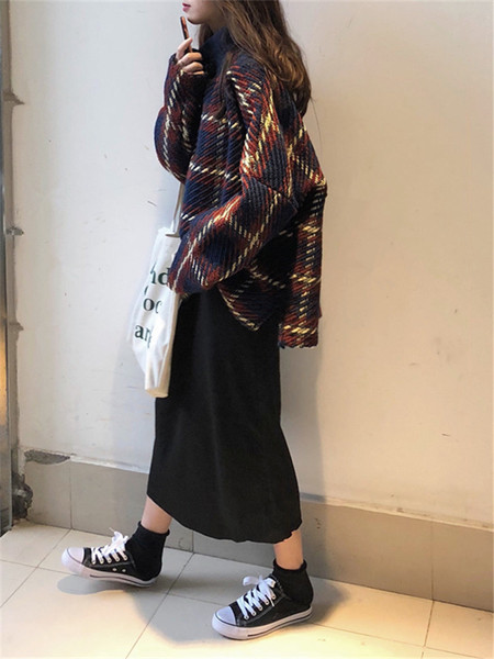 Naiste aktuaalne pikk lai kampsun kõrge kraega