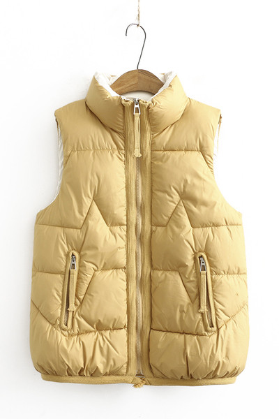 Γυναικείο γιλέκο casual με χαμηλό γιακά και φερμουάρ