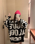 Moodne naiste pikk lai mustriga kampsun