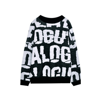 Moodne naiste pikk lai mustriga kampsun