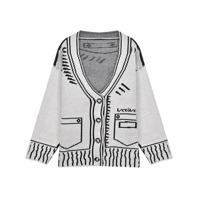 Praegune naiste pikk V-kaelusega kardigan lai mudel