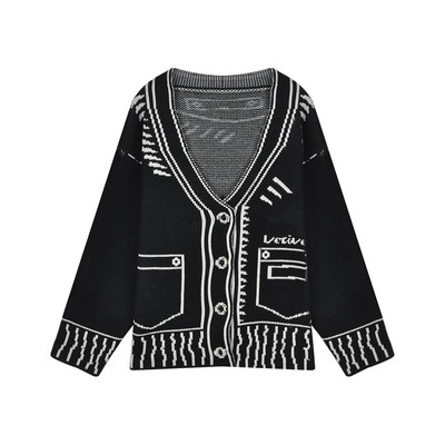 Praegune naiste pikk V-kaelusega kardigan lai mudel