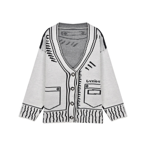 Praegune naiste pikk V-kaelusega kardigan lai mudel