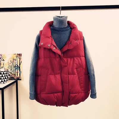 Kelių spalvų moteriška žieminė liemenė su didelėmis kišenėmis