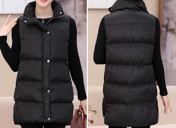 Moteriška laisvalaikio ilga dviejų spalvų liemenė