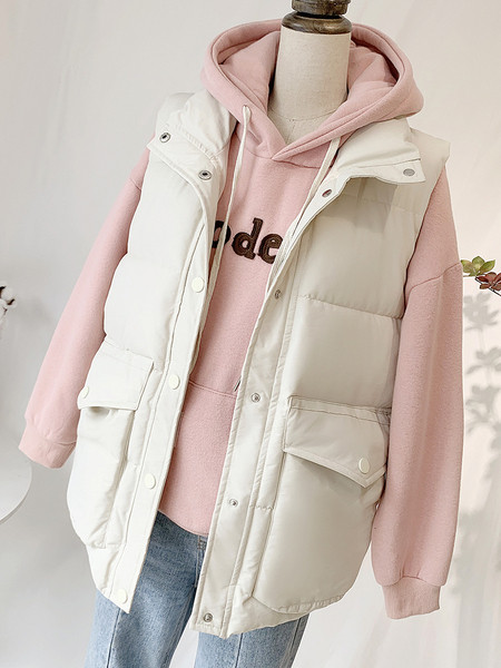 Γυναικείο γιλέκο με ψηλό κολάρο και κουμπιά