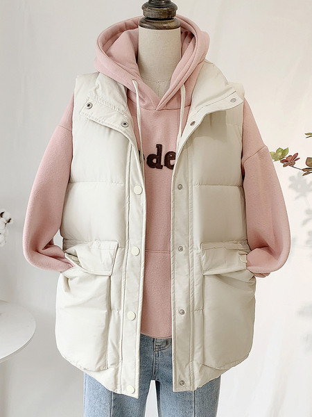 Γυναικείο γιλέκο με ψηλό κολάρο και κουμπιά