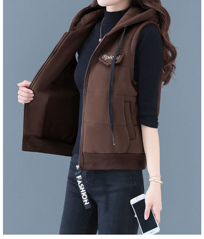 Laisva moteriška liemenė su gobtuvu ir vidutinio ilgio