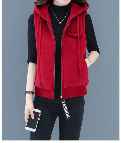 Laisva moteriška liemenė su gobtuvu ir vidutinio ilgio