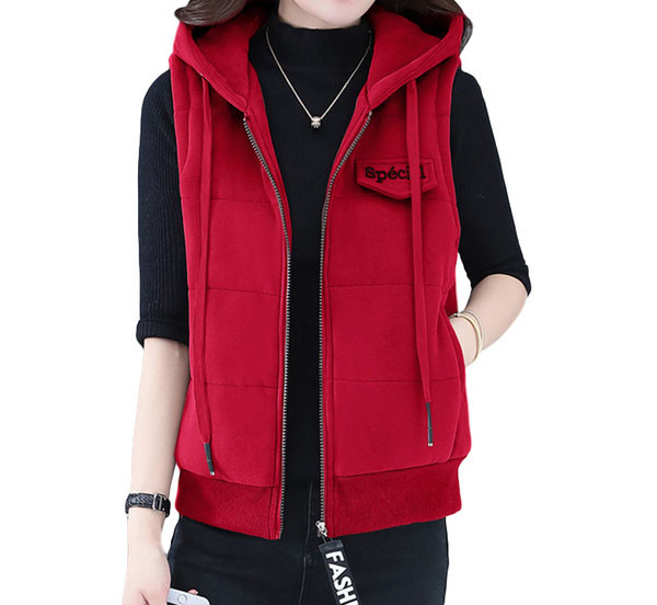 Laisva moteriška liemenė su gobtuvu ir vidutinio ilgio