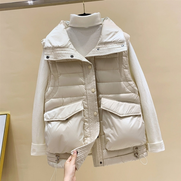 Naiste talvevest taskute ja kõrge kraega