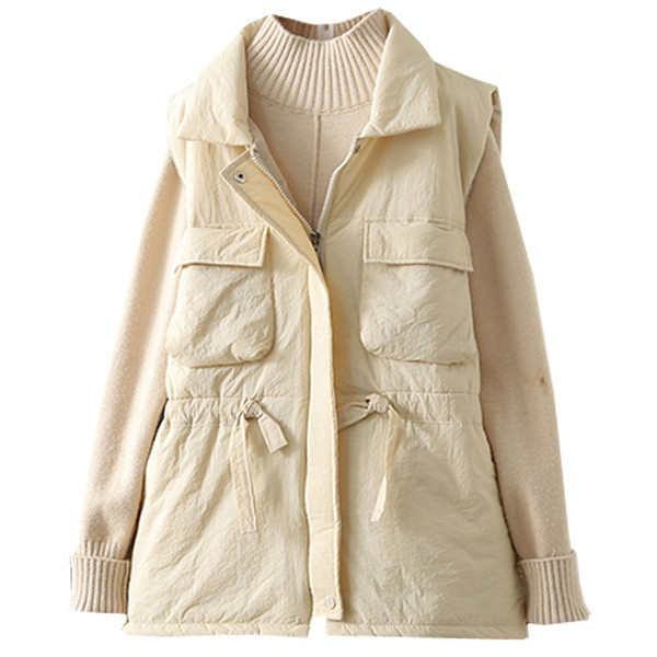 Laisvalaikiška moteriška liemenė su juosmens raiščiais ir užtrauktuku