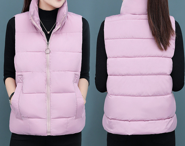 Lühike tõmblukuga sügis-talvine vest naistele