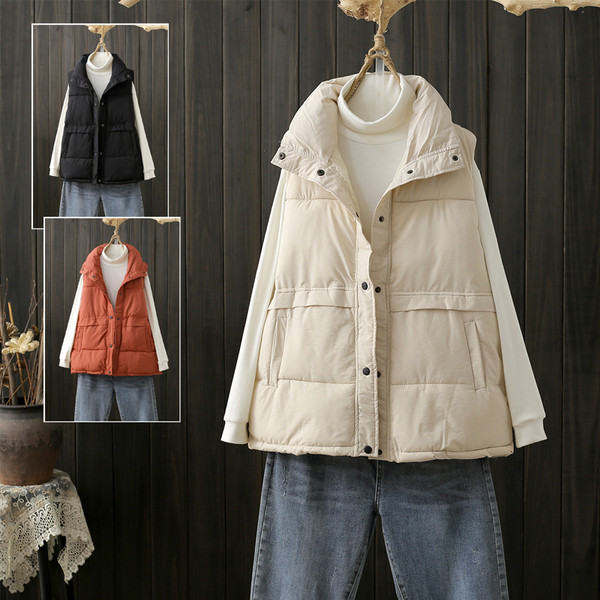 Nööpide ja kõrge kraega naiste vest