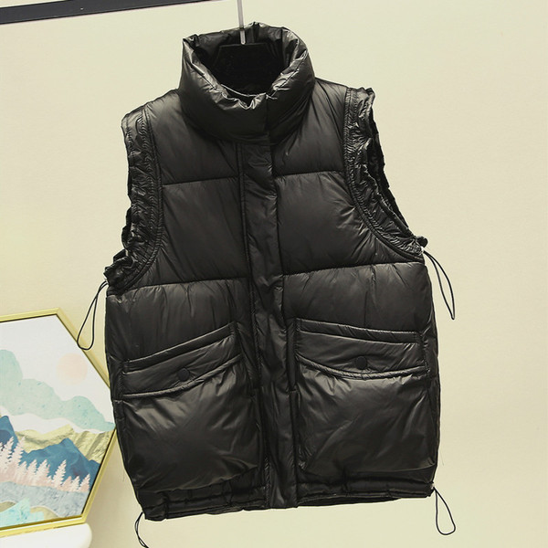 Γυναικείο γιλέκο casual με τσέπες και ψηλό γιακά