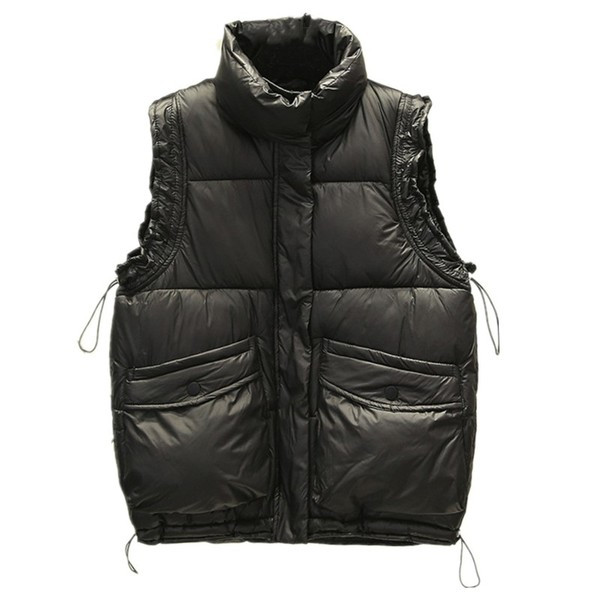 Γυναικείο γιλέκο casual με τσέπες και ψηλό γιακά