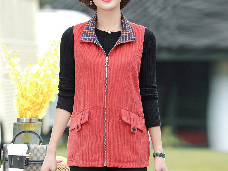 Ženski baršunasti prsluk s patentnim zatvaračem