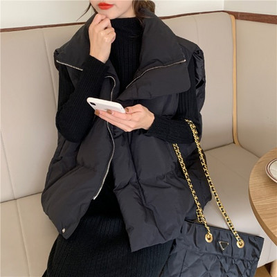 Vabaaja naiste vesti lai mudel kõrge krae ja lukuga