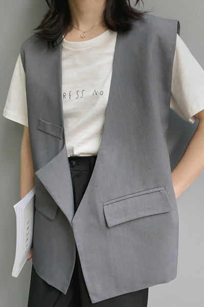 Õhuke naiste vest spits-kaelusega