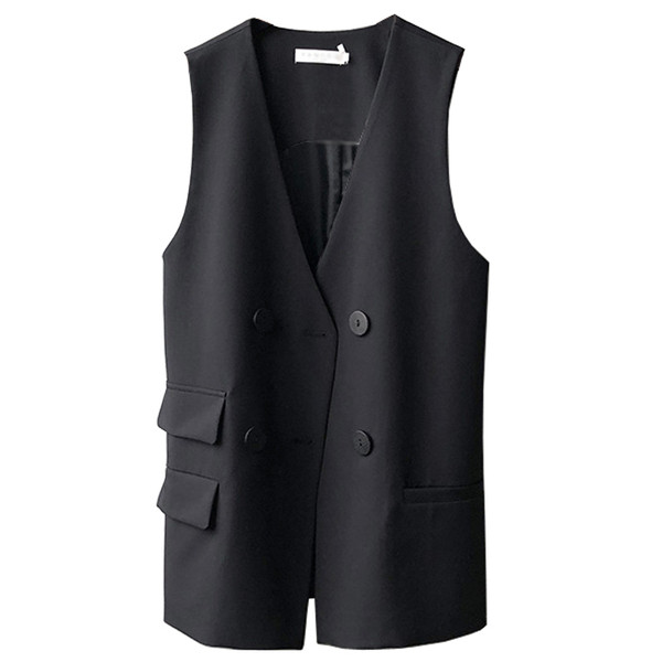 Ženski prsluk s dvorednim kopčanjem i špic izrezom