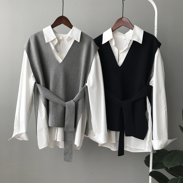 Ženski prsluk od tankog pletiva sa špic izrezom