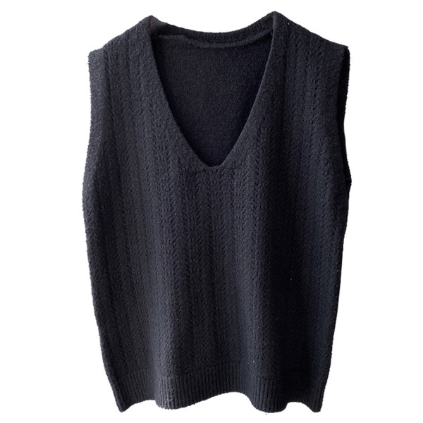 Ženski pleteni prsluk sa špic izrezom