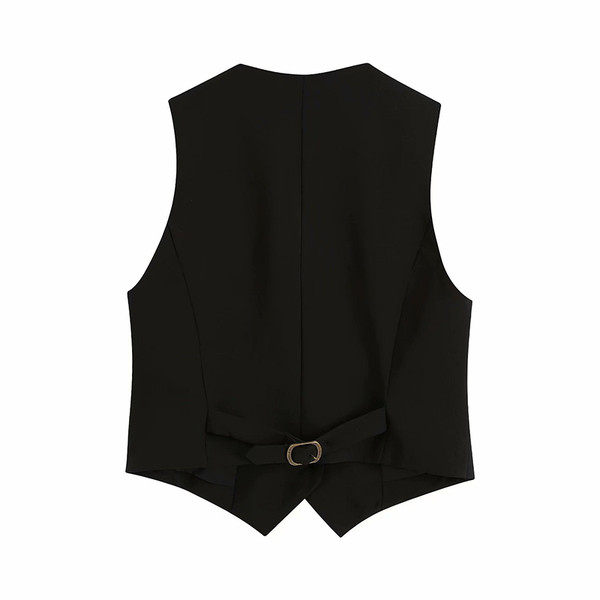 Uus mudel sügava kaelusega naiste vest nööpidega musta värvi