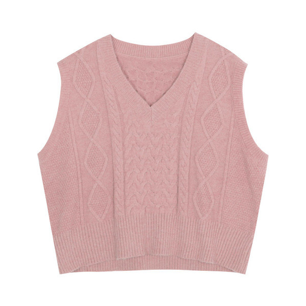 Γυναικείο πλεκτό γιλέκο με  λαιμόκοψη φαρδύ μοντέλο