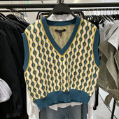 Πολύχρωμο γυναικείο γιλέκο ρετρό στυλ με λαιμόκοψη