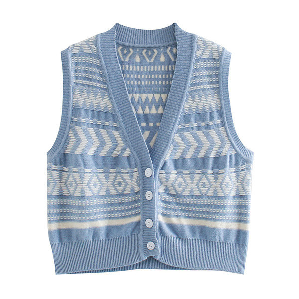 Naujo modelio moteriška megzta liemenė gilia iškirpte – retro stiliaus