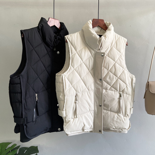 Ženski casual prsluk s patentnim zatvaračem i gumbima