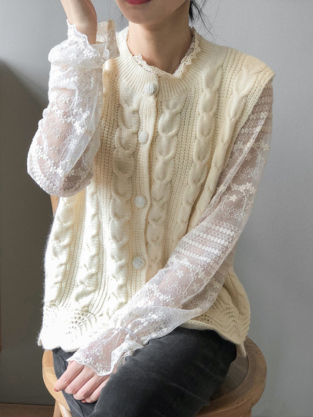 Naiste talvine kootud nööpidega vest