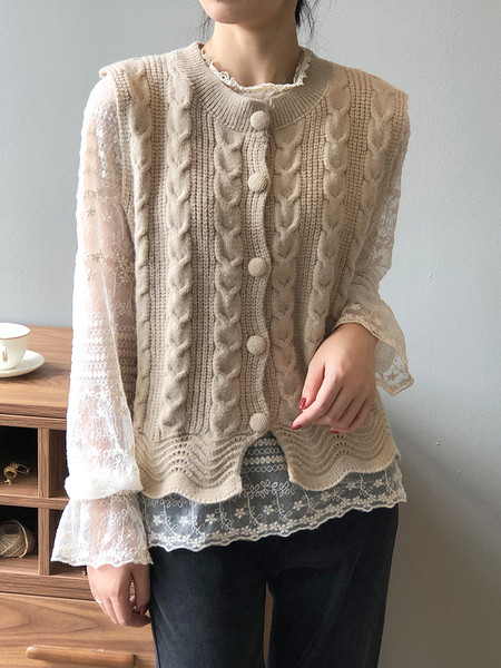 Naiste talvine kootud nööpidega vest